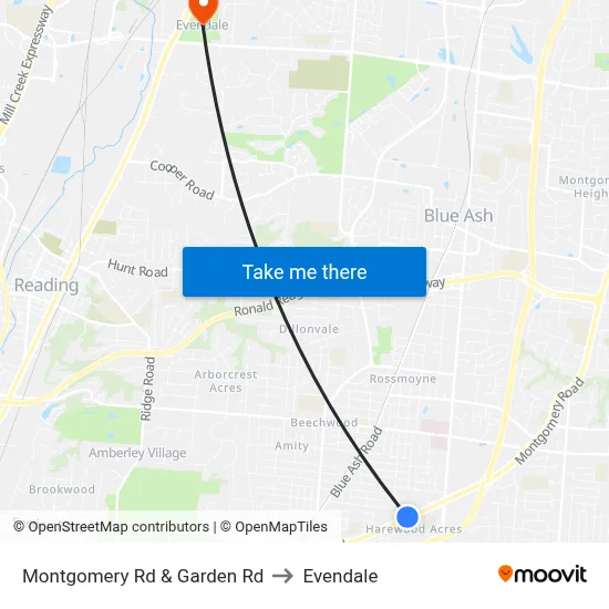 Montgomery Rd & Garden Rd to Evendale map