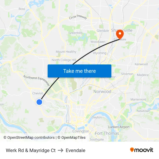Werk Rd & Mayridge Ct to Evendale map