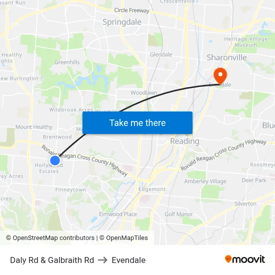 Daly Rd & Galbraith Rd to Evendale map