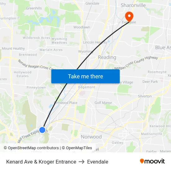 Kenard Ave & Kroger Entrance to Evendale map