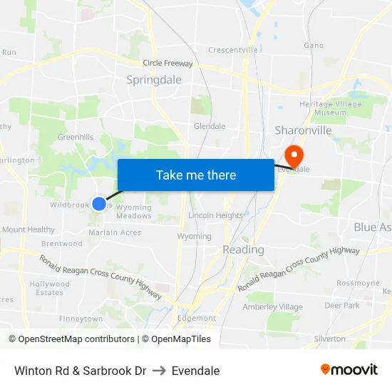Winton Rd & Sarbrook Dr to Evendale map