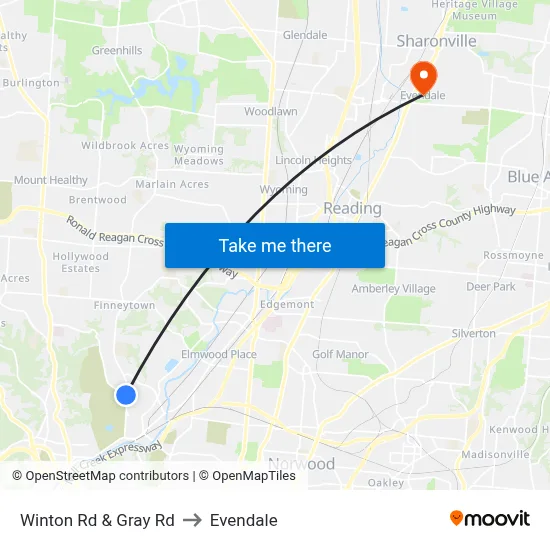 Winton Rd & Gray Rd to Evendale map