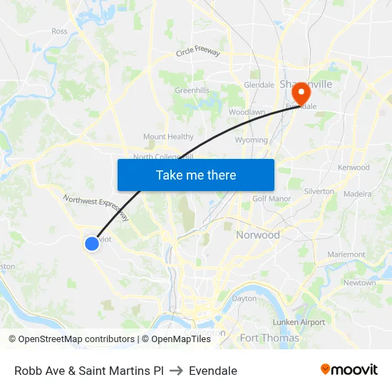 Robb Ave & Saint Martins Pl to Evendale map
