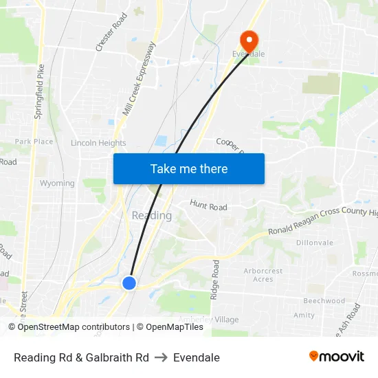 Reading Rd & Galbraith Rd to Evendale map