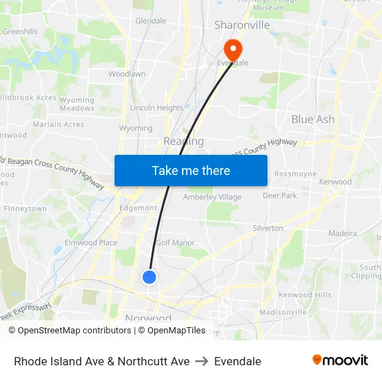 Rhode Island Ave & Northcutt Ave to Evendale map