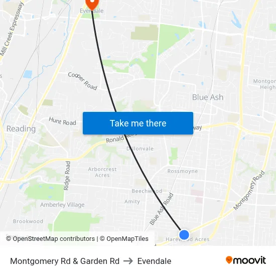 Montgomery Rd & Garden Rd to Evendale map