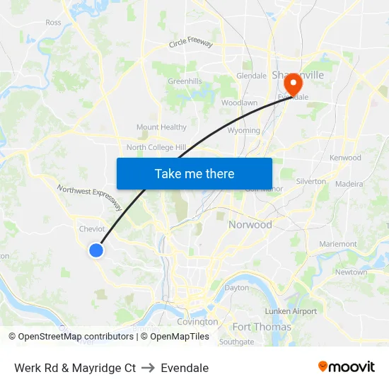Werk Rd & Mayridge Ct to Evendale map