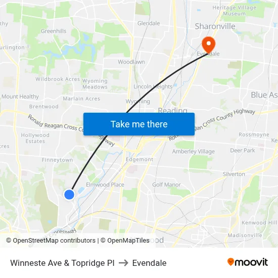 Winneste Ave & Topridge Pl to Evendale map