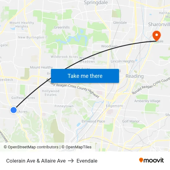 Colerain Ave & Allaire Ave to Evendale map