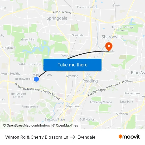 Winton Rd & Cherry Blossom Ln to Evendale map