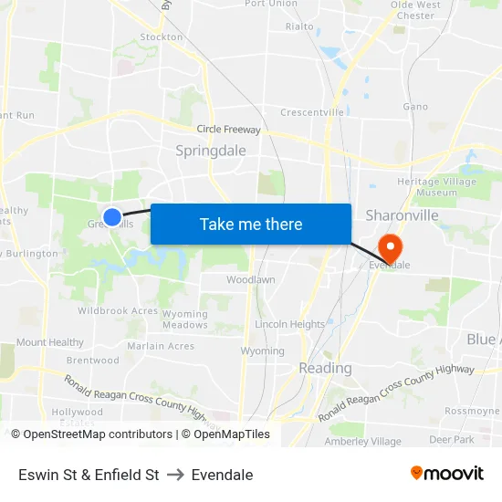 Eswin St & Enfield St to Evendale map