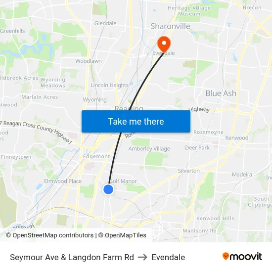 Seymour Ave & Langdon Farm Rd to Evendale map