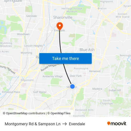 Montgomery Rd & Sampson Ln to Evendale map
