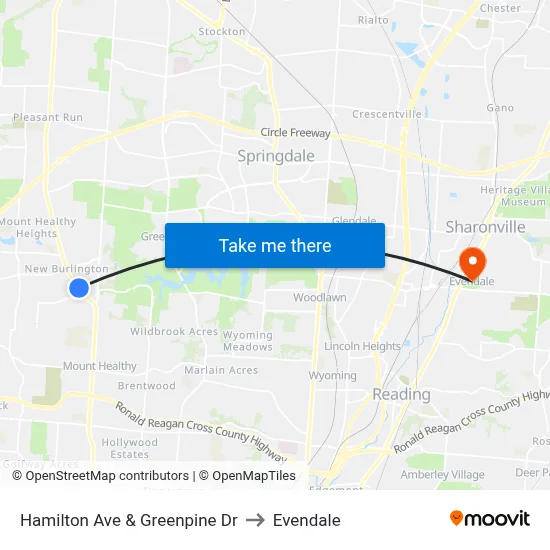 Hamilton Ave & Greenpine Dr to Evendale map