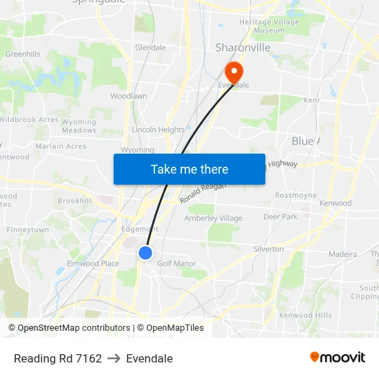 Reading Rd 7162 to Evendale map