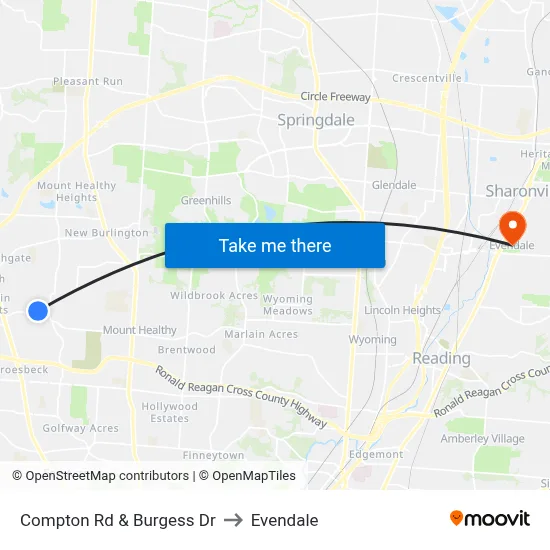 Compton Rd & Burgess Dr to Evendale map