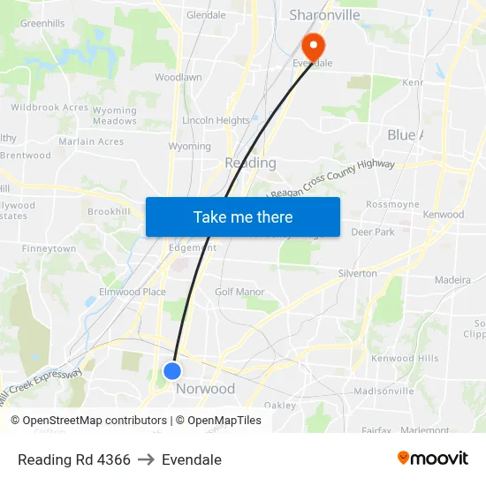 Reading Rd 4366 to Evendale map