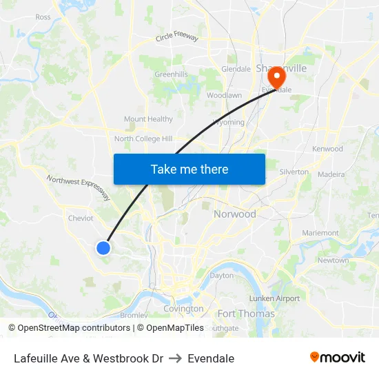 Lafeuille Ave & Westbrook Dr to Evendale map