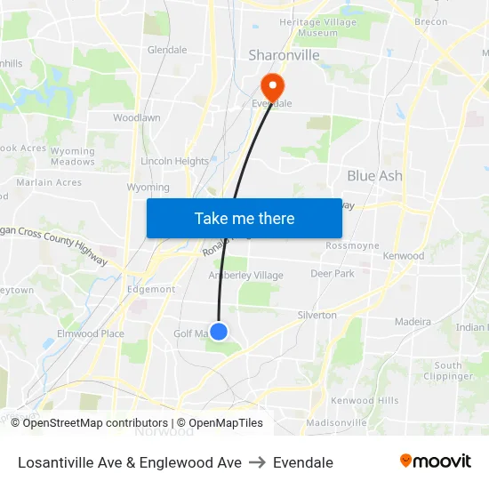 Losantiville Ave & Englewood Ave to Evendale map
