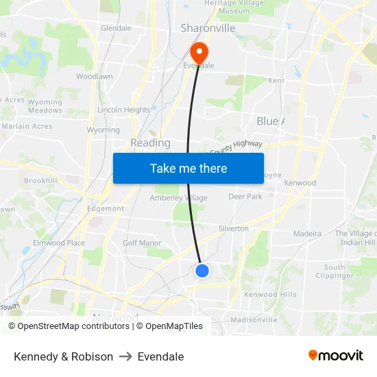 Kennedy & Robison to Evendale map