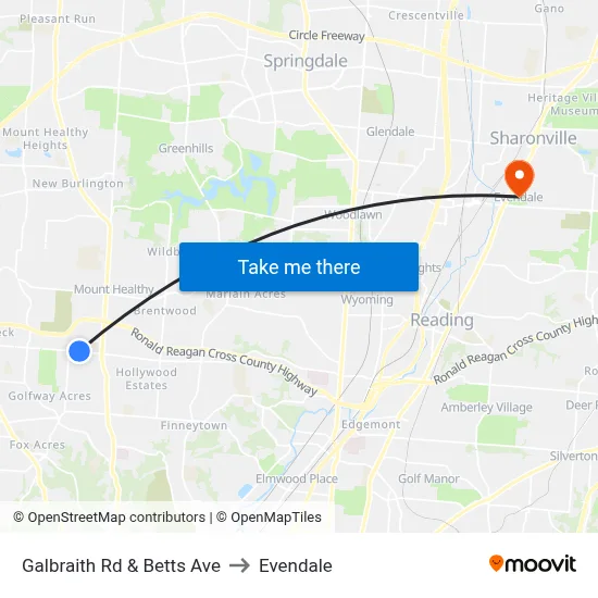 Galbraith Rd & Betts Ave to Evendale map