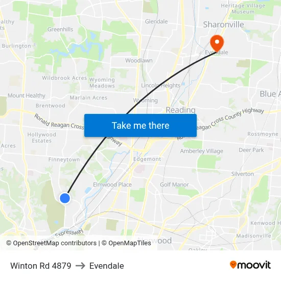 Winton Rd 4879 to Evendale map
