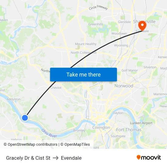 Gracely Dr & Cist St to Evendale map