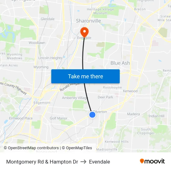 Montgomery Rd & Hampton Dr to Evendale map