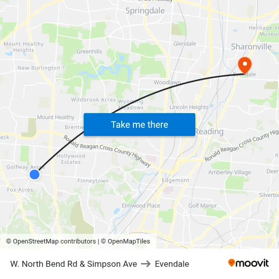 W. North Bend Rd & Simpson Ave to Evendale map