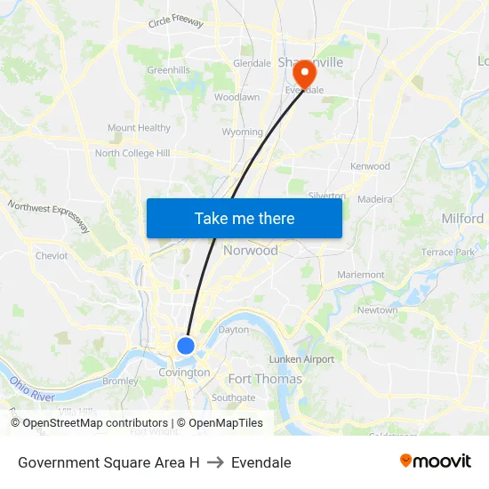 Government Square Area H to Evendale map