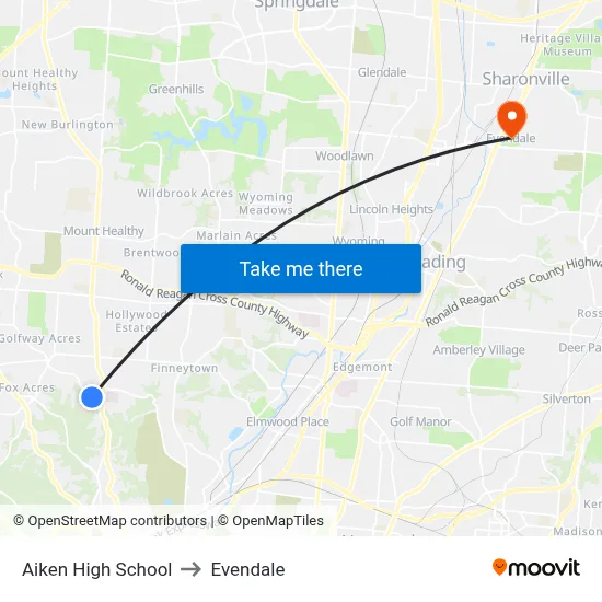 Aiken High School to Evendale map