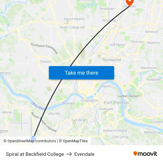 Spiral at Beckfield College to Evendale map