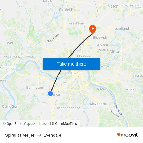 Spiral at Meijer to Evendale map