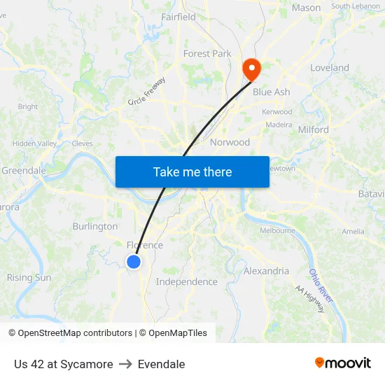 Us 42 at Sycamore to Evendale map
