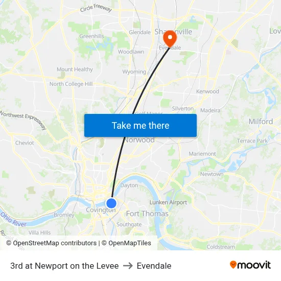 3rd at Newport on the Levee to Evendale map