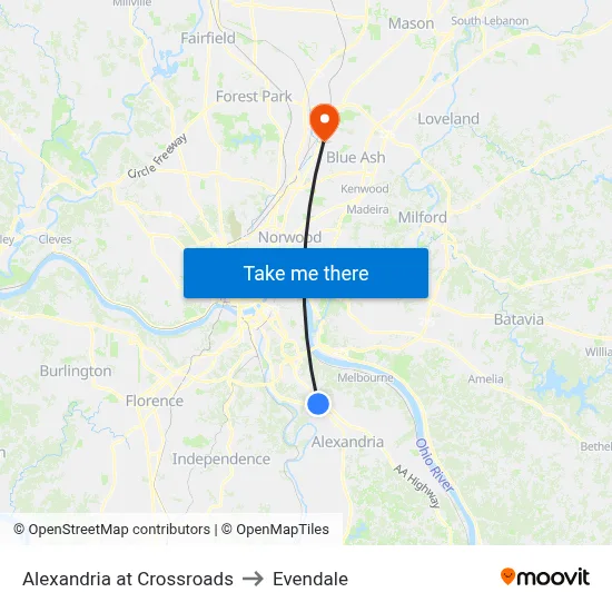 Alexandria at Crossroads to Evendale map