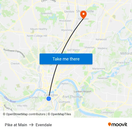 Pike at Main to Evendale map