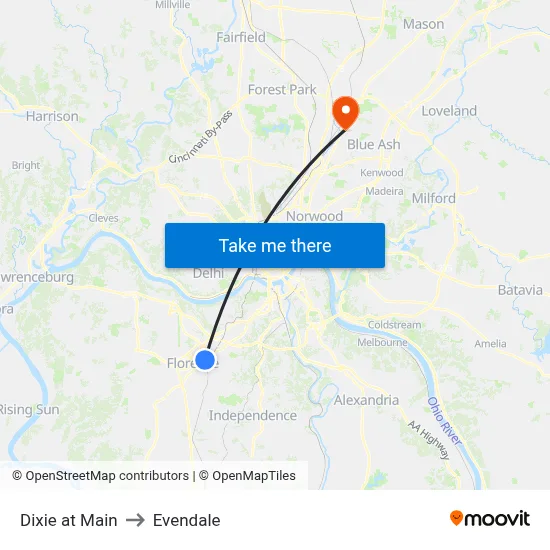 Dixie at Main to Evendale map