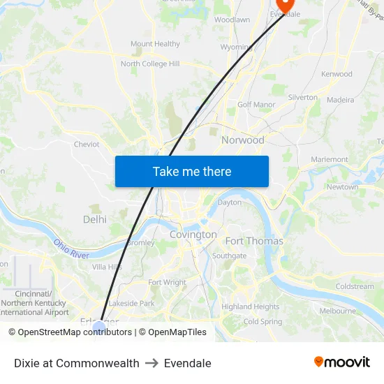 Dixie at Commonwealth to Evendale map