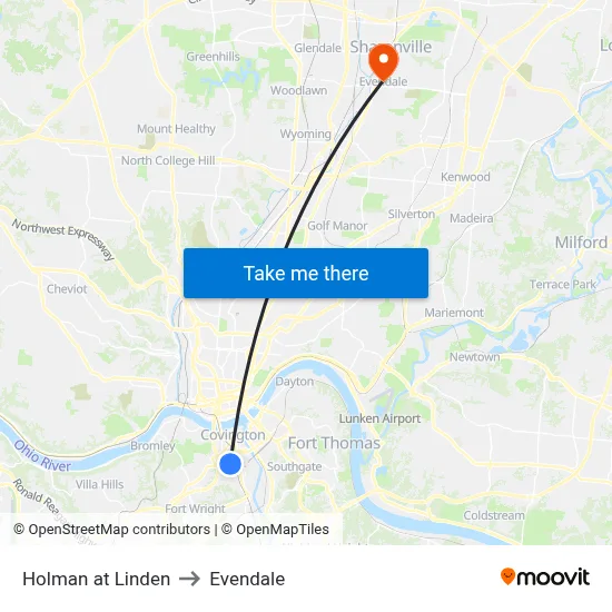 Holman at Linden to Evendale map