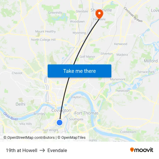 19th at Howell to Evendale map