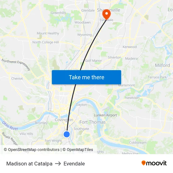 Madison at Catalpa to Evendale map