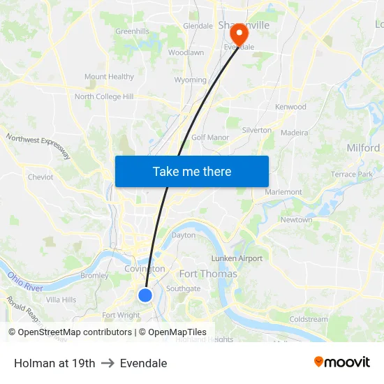 Holman at 19th to Evendale map