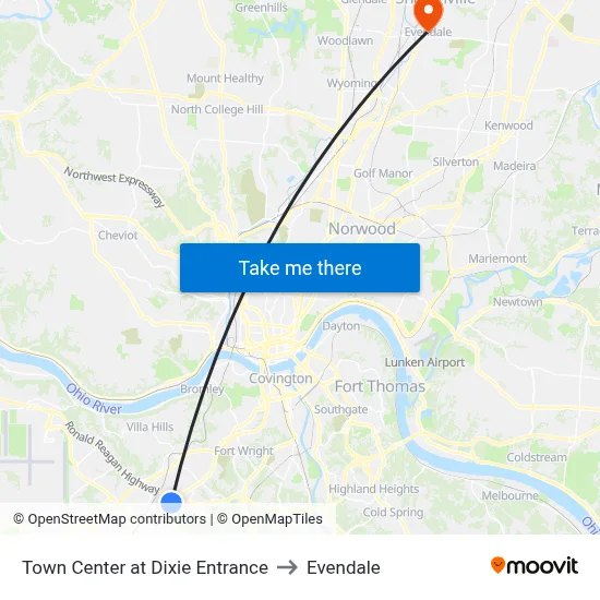 Town Center at Dixie Entrance to Evendale map