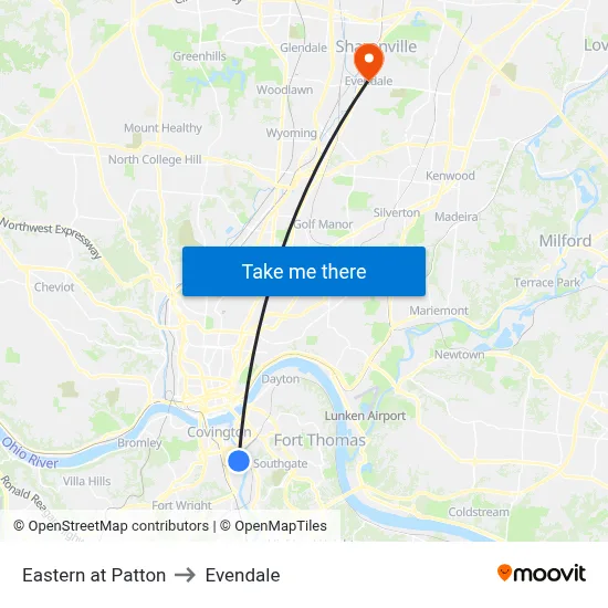 Eastern at Patton to Evendale map