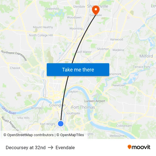 Decoursey at 32nd to Evendale map