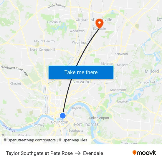 Taylor Southgate at Pete Rose to Evendale map