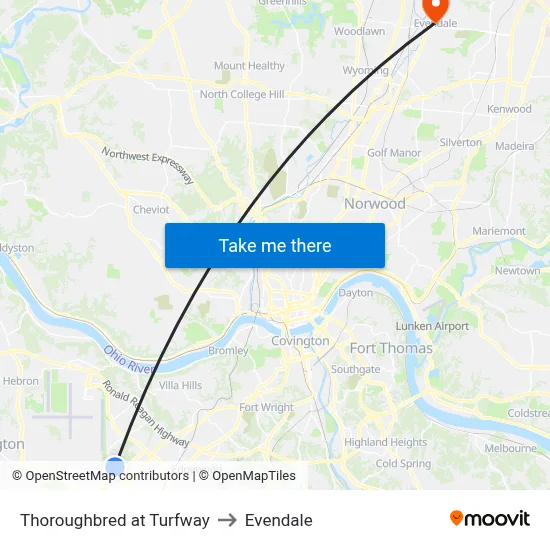 Thoroughbred at Turfway to Evendale map