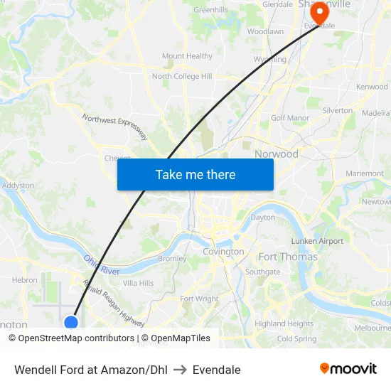 Wendell Ford at Amazon/Dhl to Evendale map