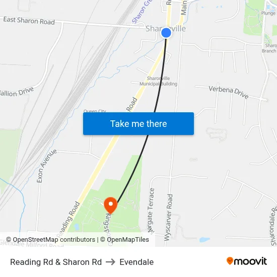 Reading Rd & Sharon Rd to Evendale map